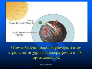 Όταν εκλύονται (απελευθερώνονται) στον
αέρα, αυτά τα χημικά διασκορπίζονται σ’ όλη
την ατμόσφαιρα.
Mr_Sandman67
Επιμέλεια επανάληψης: Χρήστος Χαρμπής σελ.159
 