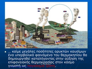  … καίμε μεγάλες ποσότητες ορυκτών καυσίμων
ένα υπερβολικό φαινόμενο του θερμοκηπίου θα
δημιουργηθεί καταλήγοντας στην αύξηση της
επιφανειακής θερμοκρασίας στον κόσμο
γνωστή ως παγκόσμια ζέστη.
Mr_Sandman67
Επιμέλεια επανάληψης: Χρήστος Χαρμπής σελ.188
 