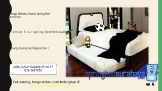 Tempat Tidur Spring Bed Berkualitas
Harga Terbaru Matras Spring Bed
American
Harga Spring Bed Bigland No 1
Cek katalog, harga terbaru dan terlengkap di
www.springbedsurabaya.com
jalan Dukuh Kupang 25 no 37
031-5617601
 