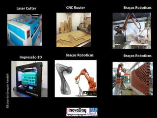 ©EduardoSampaioNardelli
Impressão 3D
CNC Router Braços RoboticosLaser Cutter
Braços RoboticosBraços Roboticos
 