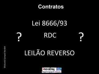 ©EduardoSampaioNardelli
Contratos
Lei 8666/93
RDC
LEILÃO REVERSO
??
 