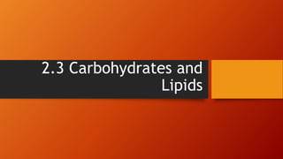 2.3 Carbohydrates and
Lipids
 