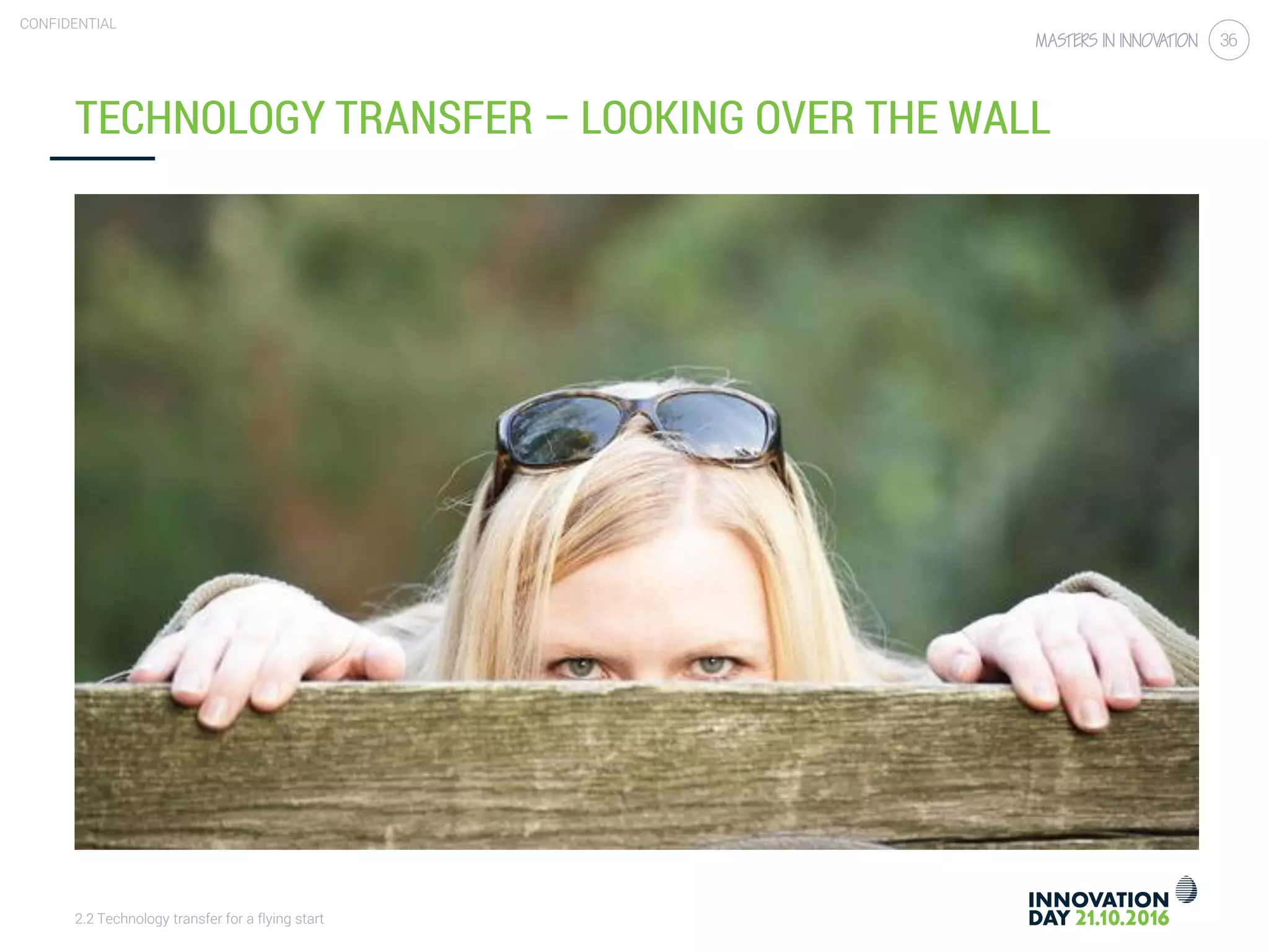 2.2 Technology transfer for a flying start
CONFIDENTIAL
36
TECHNOLOGY TRANSFER – LOOKING OVER THE WALL
 