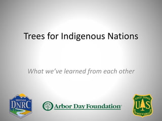 Trees for Indigenous Nations
What we’ve learned from each other
 