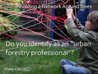 Photo: Cea+ (CC)
Building a Network AroundTrees
Do you identify as an “urban
forestry professional”?
 
