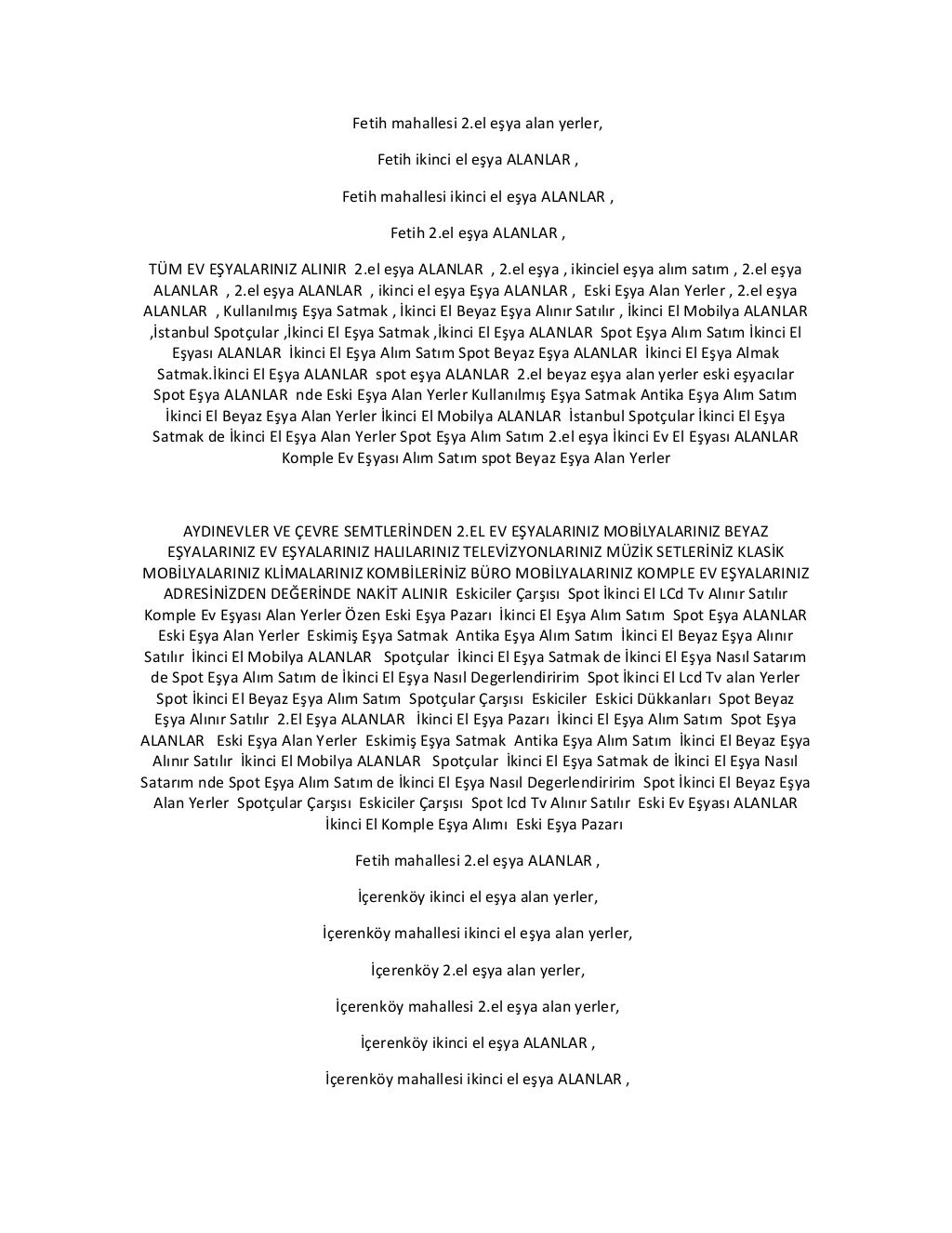 Yatak odası takımı ALAN YERLER