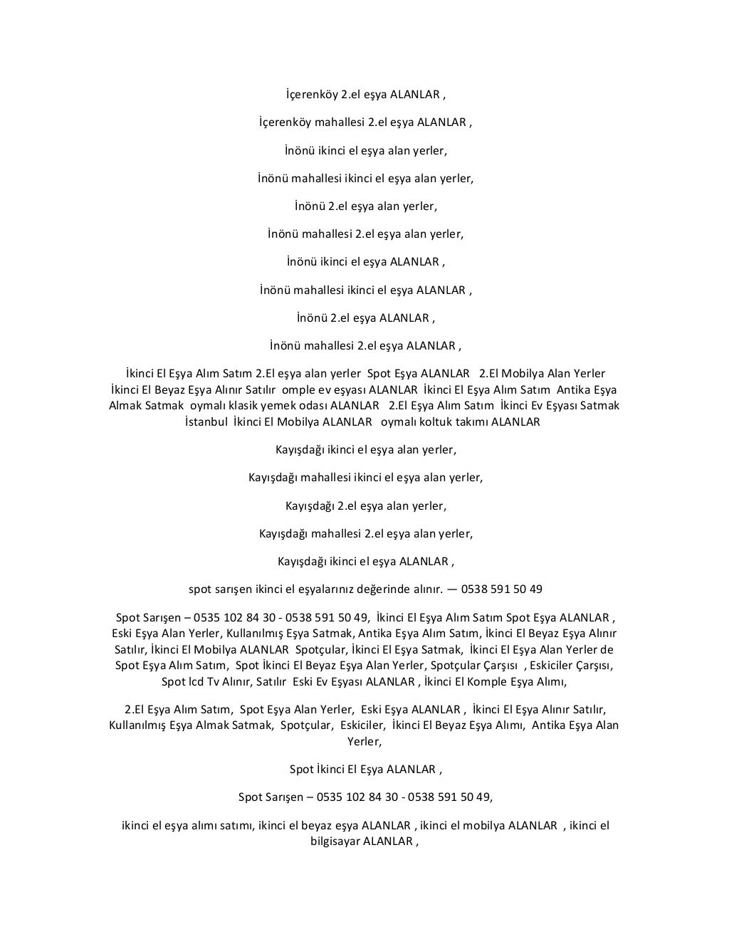 Yatak odası takımı ALAN YERLER