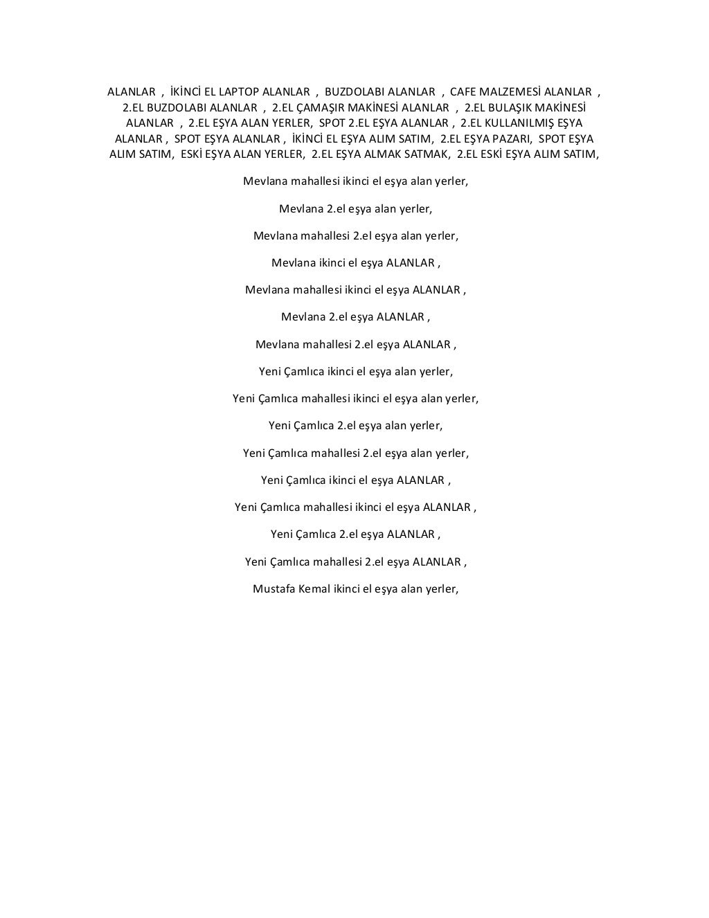 Yatak odası takımı ALAN YERLER