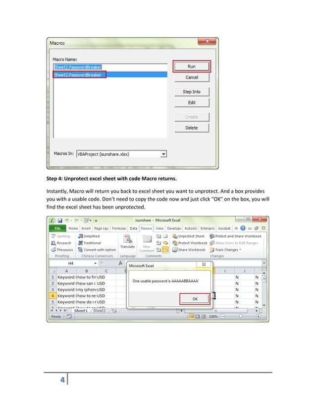 Forgot Password to Unprotect Excel Sheet in Two Cases | PDF