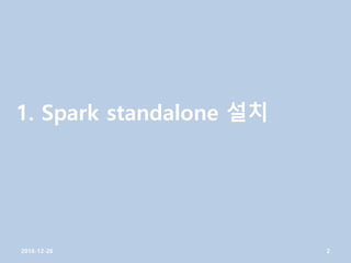 1. Spark standalone 설치
2016-12-26 2
 