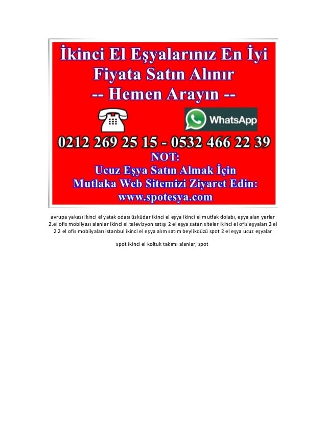 0212 269 25 15 avrupa yakası ikinci el yatak odası