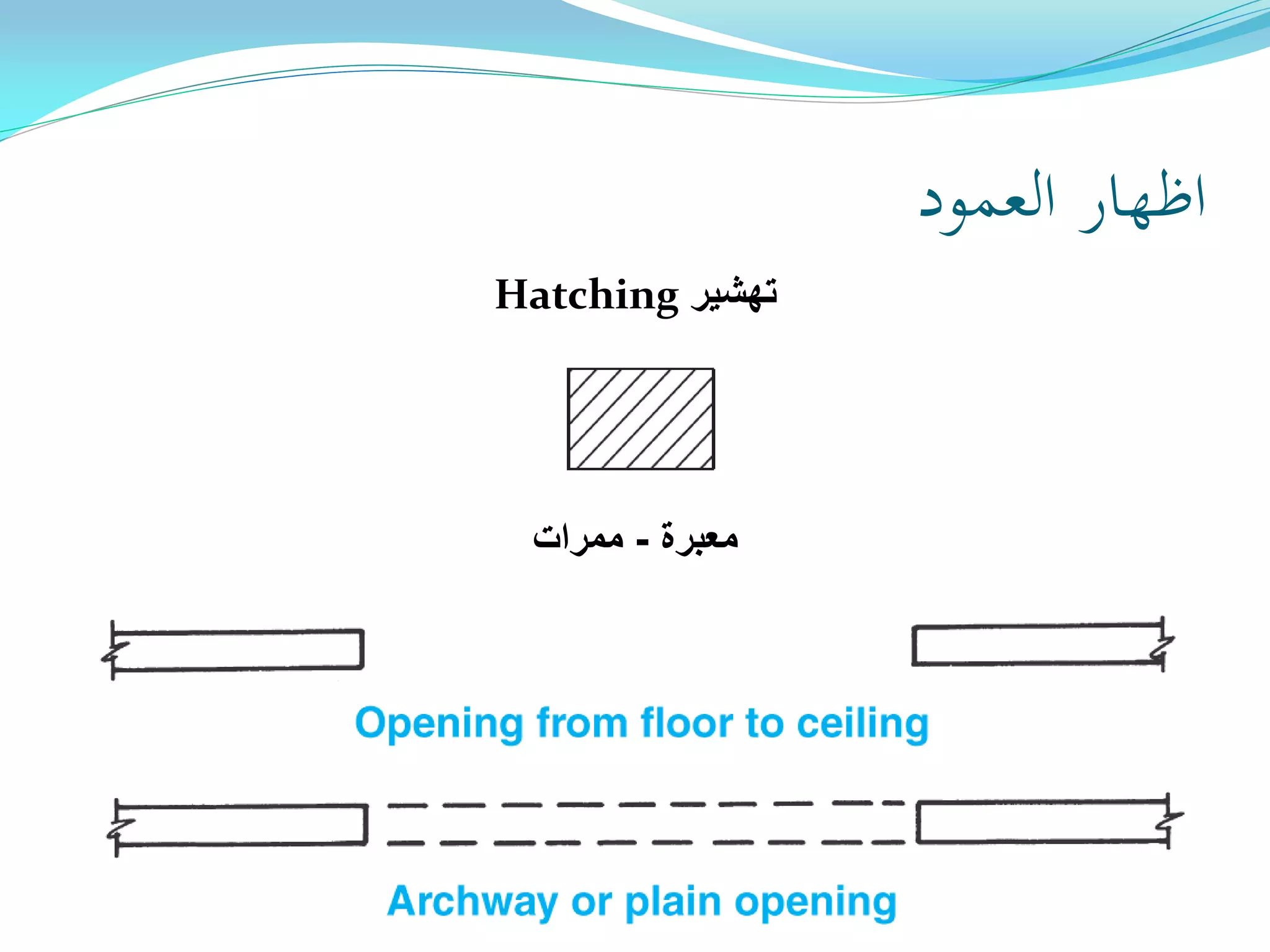‫العمود‬ ‫اظهار‬
‫تهشير‬Hatching
‫معبرة‬-‫ممرات‬
 