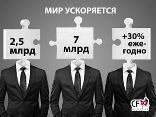 МИР УСКОРЯЕТСЯ
2,5
млрд
7
млрд
+30%
еже-
годно
 