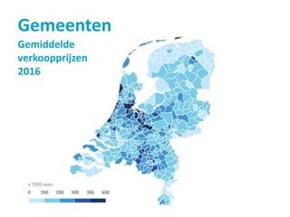 Gemeenten
Gemiddelde
verkoopprijzen
2016
 