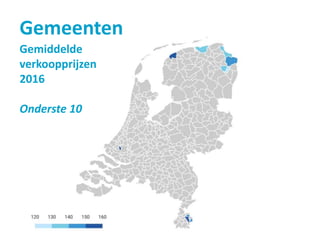 Gemeenten
Gemiddelde
verkoopprijzen
2016
Onderste 10
 