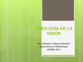 FISIOLOGÍA DE LA
VISIÓN
Dra. Gabriela I. Dalence Montaño
Especialista en Oftalmología
UCEBOL 2017
 