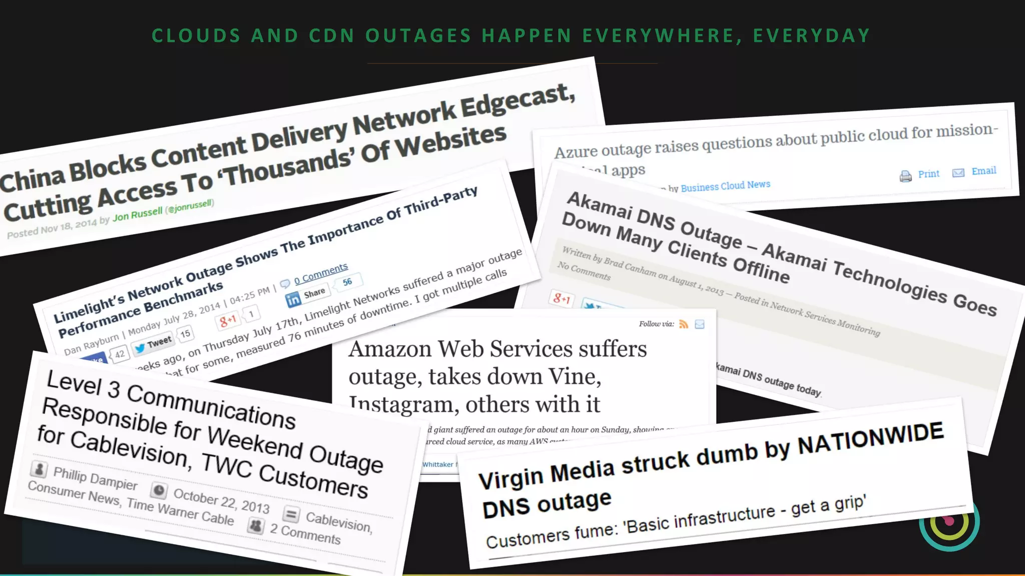 CL OUDS AND CDN OUT AGES HAPPEN EV ERYWHERE, EV ERYDAY
 