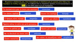 Φτωχαίνει η ιδιόλεκτός μας, όταν περιορίζουμε το λεξιλόγιό μας σε μερικές μόνο λέξεις που
ταιριάζουν σε πολλές περιπτώσεις. Σε καθεμία από τις παρακάτω φράσεις να αντικαταστήσετε το
κάνω με ένα άλλο ρήμα ή με μια περίφραση.
 
