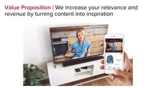 Value Proposition | We increase your relevance and
revenue by turning content into inspiration
 