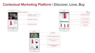 10
30
44
0
5
10
15
20
25
30
35
40
45
50
Oct Dec Feb
Minutes	of	Interactive	Content	('000)
45
100
127
0
20
40
60
80
100
120
140
Oct Dec Feb
Number	of	Downloads	('000)
92%
77%
59%
8%
23%
41%
Sept Oct Nov
Evolution	of	new	vs	recurring	users
new	users recurring	users
Oct Dec Feb
Momentum | Successfully launched in Belgium in Oct 2016
Profile of SpottTM user
71% Female / 29% Male
60% Dutch / 40% French
34% is between 18-24
25% is between 25-34
10% of sessions result in basket
7.000.000 Impressions
500.000 Clicks
10.000 Baskets
per month
 