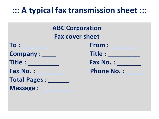 fax transmission format