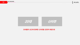 03
신라면20대
20대들의 순간에 함께한 신라면을 긍정적 화법으로
 