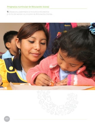 60
Programa curricular de Educación Inicial
V. Espacios, materiales y recursos educativos
y el rol del adulto en el nivel de Educación Inicial.
 