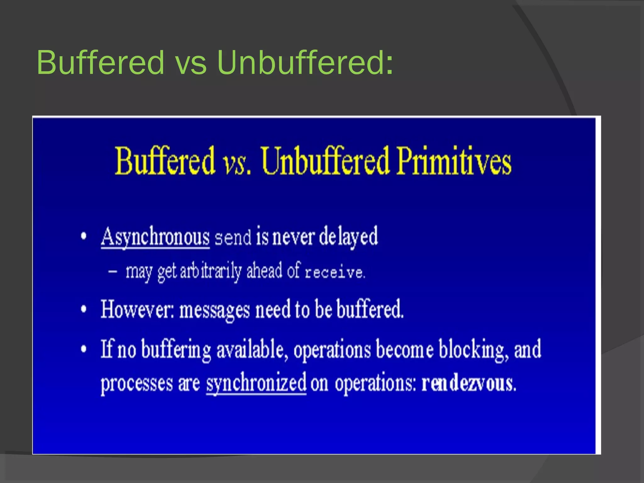 Buffered vs Unbuffered:
 