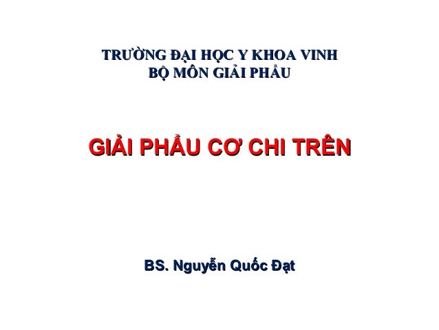 TRƯỜNG ĐẠI HỌC Y KHOA VINHTRƯỜNG ĐẠI HỌC Y KHOA VINH
BỘ MÔN GIẢI PHẨUBỘ MÔN GIẢI PHẨU
GIẢI PHẨU CƠ CHI TRÊNGIẢI PHẨU CƠ CH...