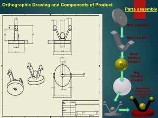 Parts assembly
X2
Orthographic Drawing and Components of Product
 