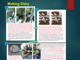 Making Diary
The belt sander brought some limitation which were that sometimes
it was unable to reach certain areas due to the shape of the product,
because of that I had to sand the remaining areas manually using my
own physicality, took some time but got the job done. I had to tightly
place it on the table vice and then sand it. I used a technique which
made it a whole lot easier for me to sand and faster, I took a block of
wood and wrapped some sand paper around it, and then I used it as a
lever to sand the faces of the part, preventing any curves from being
made which were not required. I had to take certain safety
precautions such as making sure I don’t rub my fingers on the sand
paper or cut splinters. I also had to take intervals to make sure I don’t
inhale too much saw dust. After finishing I also cleaned up the whole
area making sure that I leave no saw dust on the floor because that
would be against my specification which says to be environment
friendly.
6
7
8
After sanding down the whole body of the lamp, I had to begin
painting it as a whole. To do that I had to make sure that the MDF
was not soaking in any of the spray paint, in order to prevent that
from happening I sprayed it with prima, which was a white coloured
spray. I then let it dry for about 20-25 minutes, only to return and
begin the actual painting. Before hand, I tested out how thick I
wanted the paint coating to be on the wood, so I do not ruin it. I did
a hit and trial method on multiple recyclable pieces of wood, until I
found a perfect thickness. I then applied that thickness on to the body
of my lamp. The thing about the paint I had used was that it was
paint + prima, which gave it a more aesthetically pleasing view. I made
sure that I did not inhale any of the paint and did it outside keeping
in mind how toxic excess inhaling of spray paint can be.
The second part of my lamp was the base. It was important that it
was a base which would provide my lamp with the stability (as per
my specification) it requires keeping in mind the excessive weight
placed on the wings of my lamp body. So to do that, I went onto
the Autodesk Inventor software and drew a 3D cylinder with a
diameter of 23 cm and a depth 30mm. After it was drawn, I
consulted with my teacher if it had was appropriate dimensions for
production. After his nod, I converted the inventor file into a .STL
file and reopened it in a another software. This software allowed me
to use the CNC Router machine. So I placed in the 2 pieces of
15mm MDF I had previously glued together (wood glue) in to the
machine. I then begun the process which took around 10-20
minutes. After it finished cutting, I had to manually complete it
using the band saw machine, I wore glasses while carrying this out
as well as under supervision.
This is the bottom face, the cut
passage from center through
extrusion is a passage for the wires
 