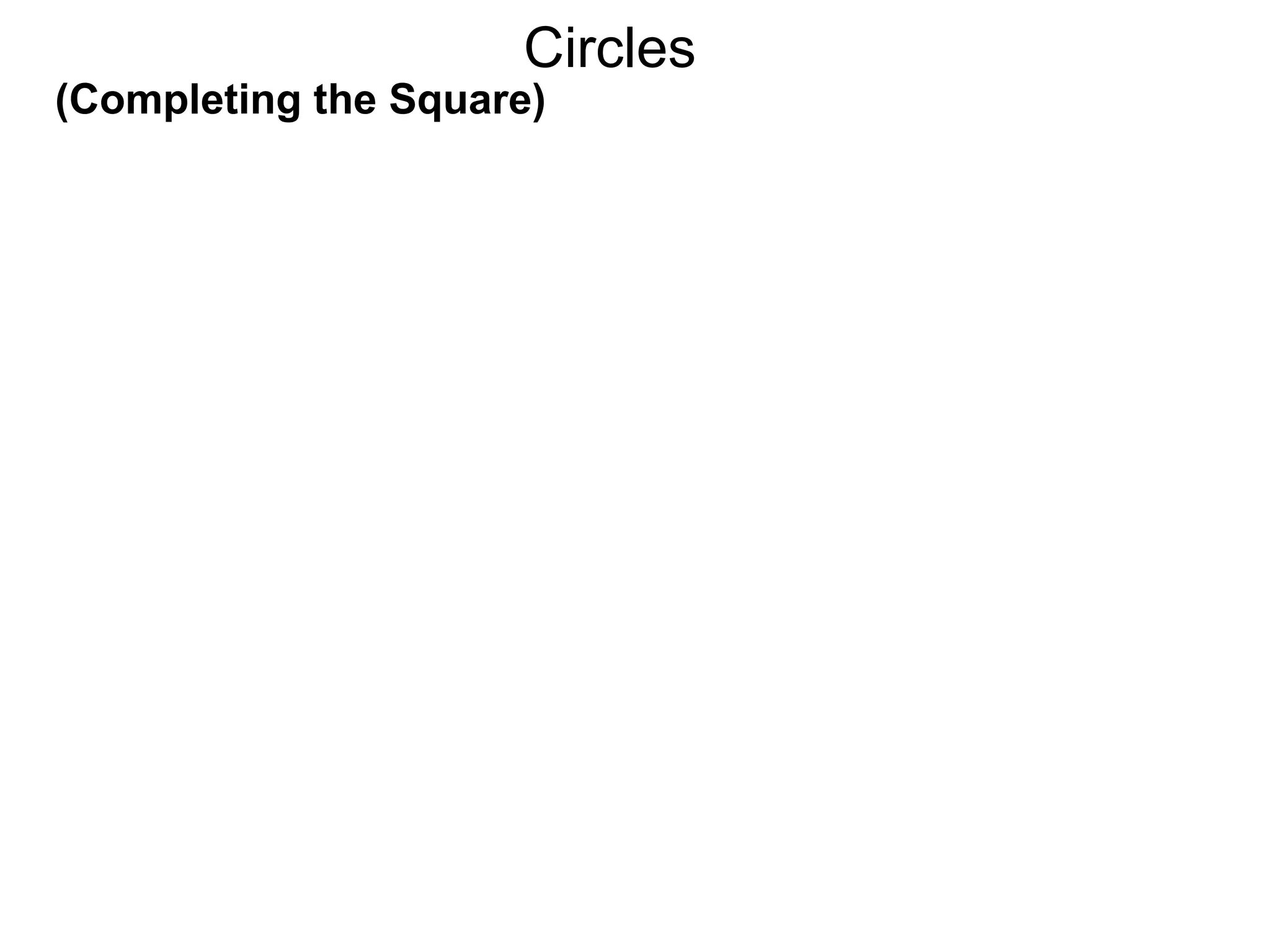 (Completing the Square)
Circles
 