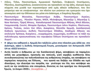 • Λέξεις, Τίτλοι, Πανεπιστήμια, Αμερικανοί Πρόεδροι, Επιφανείς Επιστήμονες,
Πλανήτες, Διαστημόπλοια, ανακατεύονται και προκαλούν αν όχι ζάλη, σίγουρα όμως
σύγχυση στα μυαλά των περισσοτέρων από εμάς αδαών ανθρώπων, που δεν
μπορούμε καν να υποψιαστούμε τον πλούτο των γνώσεων και εμπειριών που έχει
αποκομίσει από την Οδύσσεια του μέσα στο Διάστημα, ο Σταμάτης Κριμιζής.
• Πανεπιστήμιο Μινεσότα, Πανεπιστήμιο Αιόβα, Πανεπιστήμιο Αιγαίου,
Μαγνητόσφαιρες, Ρόναλντ Ρήγκαν, ΝΑΣΑ, Ηλιόσφαιρα, Βόγιατζερ 1, Βόγιατζερ 2,
New Horizons, Τζορτζ Μπους, Καποδιστριακό Πανεπιστήμιο Αθήνας, Μπιλ Κλίντον,
Γκορμπατσόφ, Cassini, Μπαράκ Ομπάμα, Πανεπιστήμιο Johns Hopkins, Πλούτωνας,
Κρόνος, Τιτάνας, James Van Allen, Διακρίσεις, Μοντέλο Κριμιζή, Διαπλανητική
διάδοση πρωτονίων, Διεθνές Πανεπιστήμιο Ελλάδας, Ακαδημία Αθηνών και
ατελείωτα Τρόπαια, διακρίσεις , συγγράμματα, συμμετοχές, συνθέτουν το πάζλ της
πολύπλευρης προσωπικότητας του κορυφαίου Έλληνα Επιστήμονα και προκαλούν
ίλιγγο!.
• Η φήμη του καθηγητή κ. Κριμιζή δεν ταξιδεύει μόνο στον πλανήτη μας αλλά και στο
Διάστημα, αφού η Διεθνής Αστρονομική Ένωση, μετονόμασε τον Αστεροειδή 1979
UH σε «8323 krimizis».
• Αυτός λοιπόν ο άνθρωπος με την διαπλανητική φήμη, καταφέρνει να παραμένει
απλός και μετριόφρων, προσηνής και ταπεινός, γιατί ακριβώς αισθάνεται δέος
συνειδητοποιώντας την πολυπλοκότητα της ανθρώπινης ύπαρξης, και καταφέρνει να
παραμείνει πατριώτης και Έλληνας, που αγαπά και δοξάζει την Ελλάδα και τιμά
ιδιαιτέρως, την ιδιαιτέρα του πατρίδα, την γενέτειρα του Χίο, που κατάφερε και
αυτή να την εκτοξεύσει στα επουράνια, δίνοντας σε ένα κρατήρα του Αστεροειδή
Έρωτα, το όνομα «ΧΙΟΣ». (συνεχίζεται…..)
 