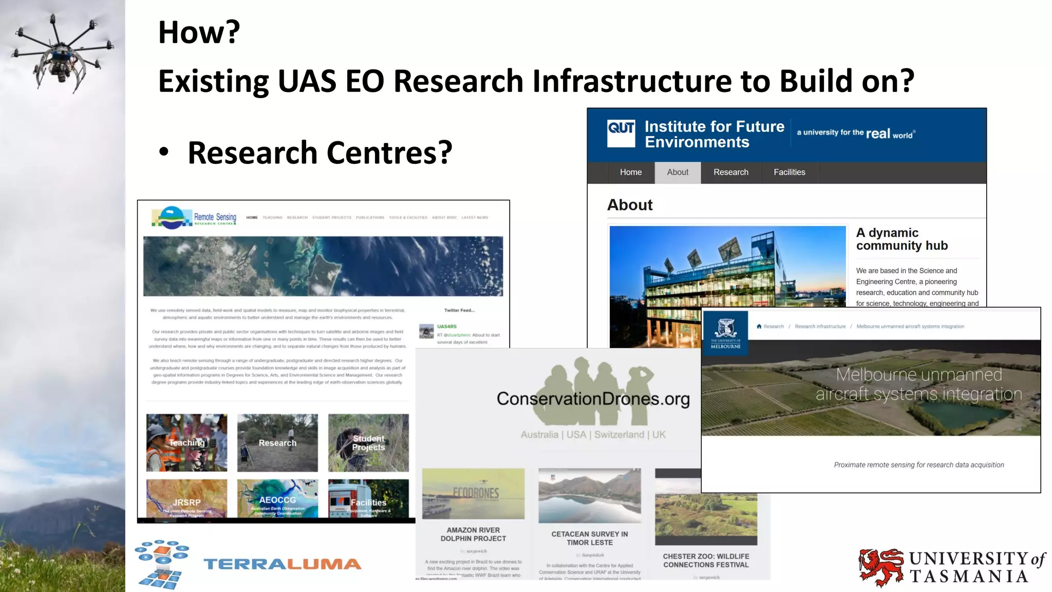 How?
Existing UAS EO Research Infrastructure to Build on?
• Research Centres?
 