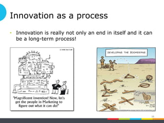 Innovation as a process
• Innovation is really not only an end in itself and it can
be a long-term process!
34
 
