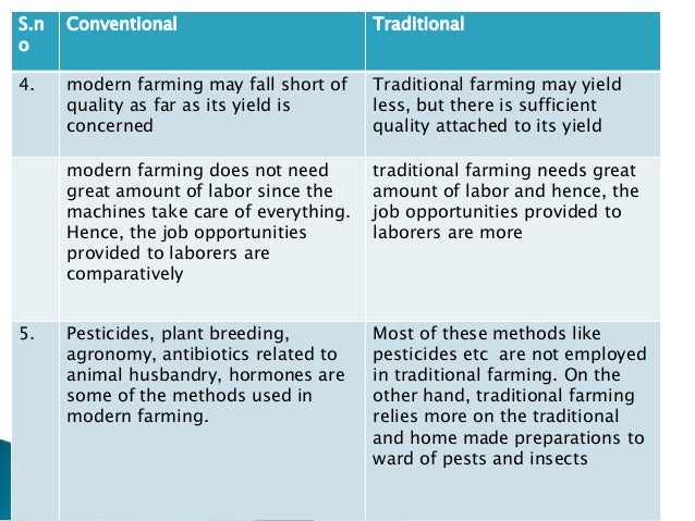 2 traditional farming difference between traditional chart on modern farming methods