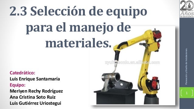 2.3 seleccion de equipo para manejo de materiales.
