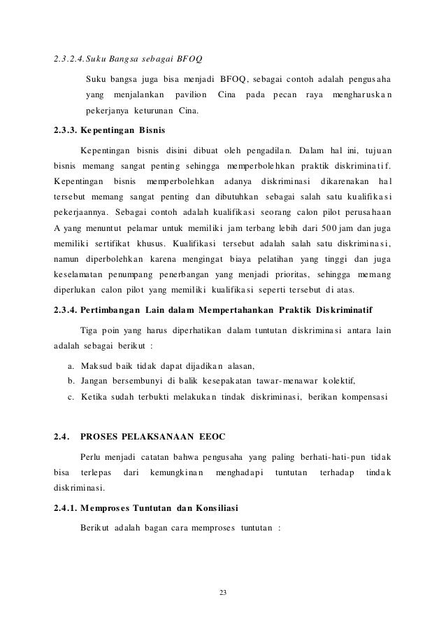 Kesempatan Yang Setara Dan Masalah Hukumnya Makalah