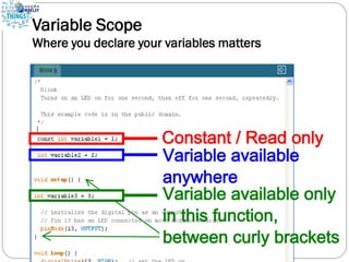 Variable Scope
Where you declare your variables matters
 