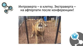 Интроверта – в клетку. Экстраверта –
на афтерпати после конференции!
 