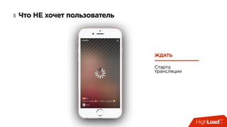 Что НЕ хочет пользователь5
ЖДАТЬ
Старта
трансляции
 