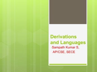 Derivations
and Languages
-Sampath Kumar S,
AP/CSE, SECE
 