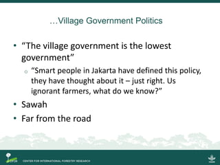Regional policies and practices on fire and haze: A case study in West Kalimantan 