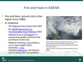 Fire and Haze in ASEAN
• Fire and Haze: annual crisis in the
region since 1980s
• In response:
o The Regional Haze Action ...