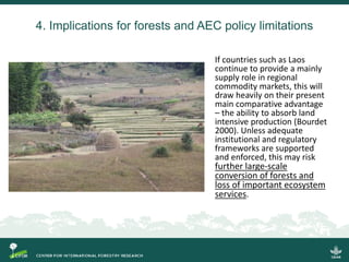 Implications of the ASEAN Economic Community (AEC) for trans-boundary agricultural commodities, forests and smallholder farmers