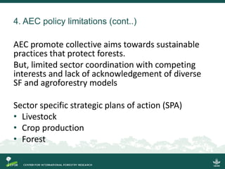 Implications of the ASEAN Economic Community (AEC) for trans-boundary agricultural commodities, forests and smallholder farmers