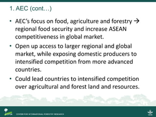 Implications of the ASEAN Economic Community (AEC) for trans-boundary agricultural commodities, forests and smallholder farmers