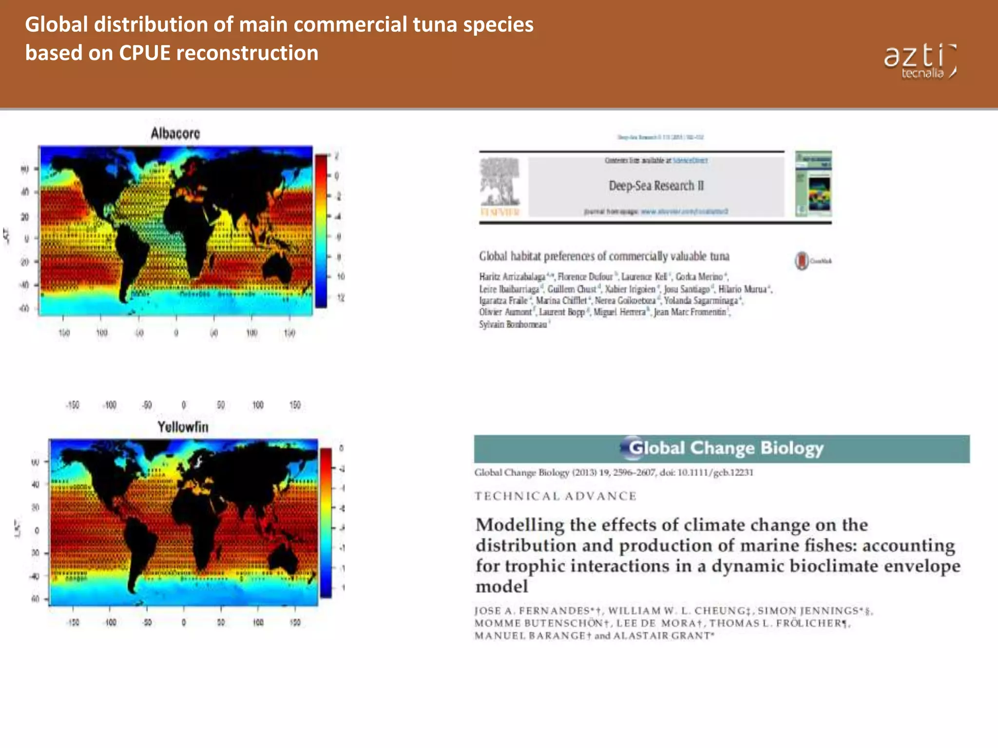 Global distribution of main commercial tuna species
based on CPUE reconstruction
 