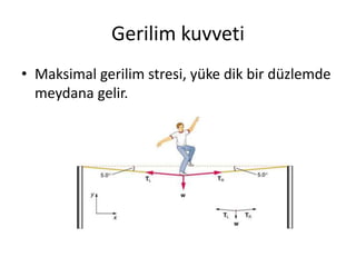 Gerilim kuvveti
• Maksimal gerilim stresi, yüke dik bir düzlemde
meydana gelir.
 