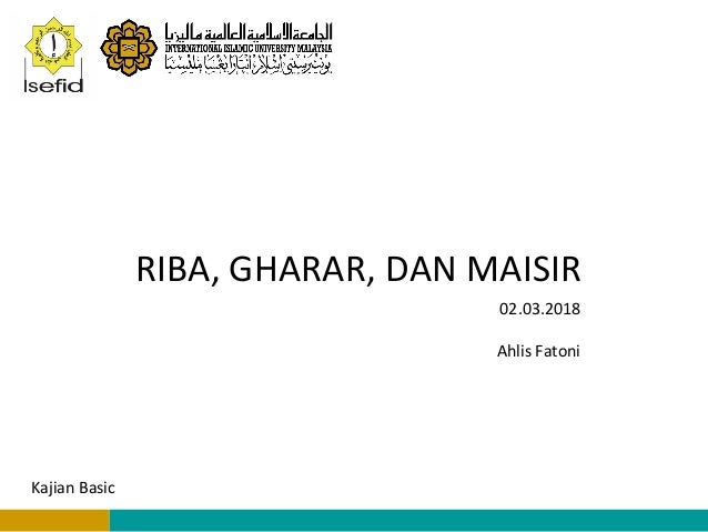 Riba Gharar And Maysir